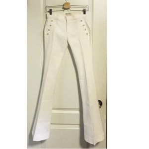 BANANA REPUBLIC White Denim Mid-rise Button-detail Flare Pants NWOT